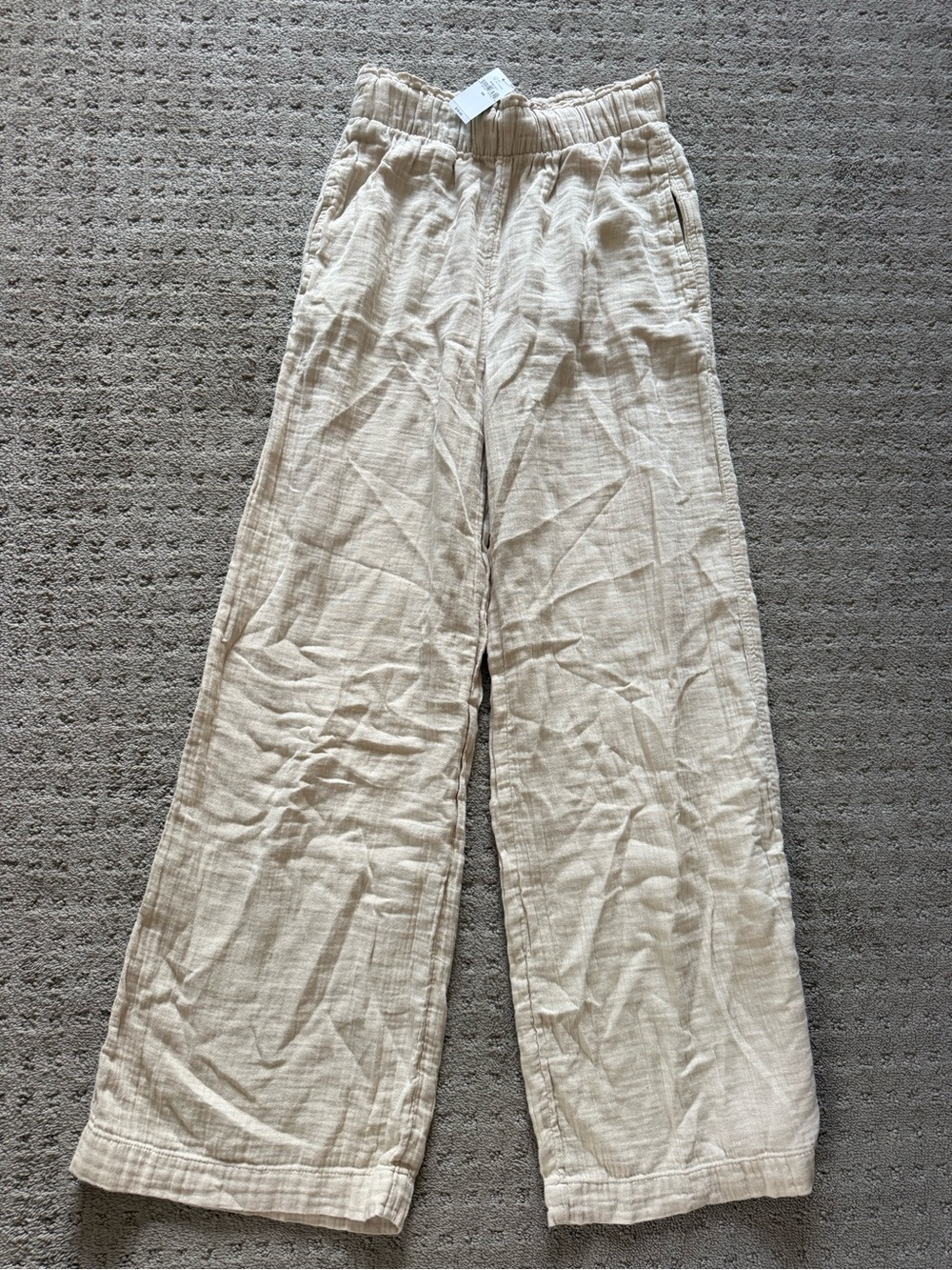 GAP Women’s Beige Wide-Leg Pull-On gauze Pants, XS